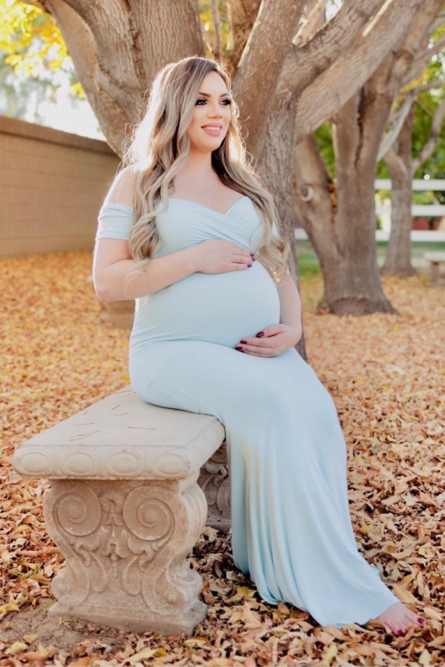 This off the shoulder maternity gown is stunning! Perfect as a baby shower dress too!

#LTKbump