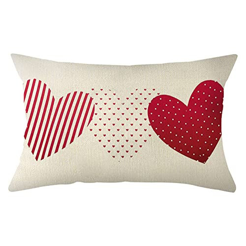 Ogiselestyle Watercolor Love Heart Polka Dot Lumbar Throw Pillow Cover, 12 x 20 Inch Valentine Anniversary Wedding Cushion Case Decoration for Sofa Couch | Amazon (US)