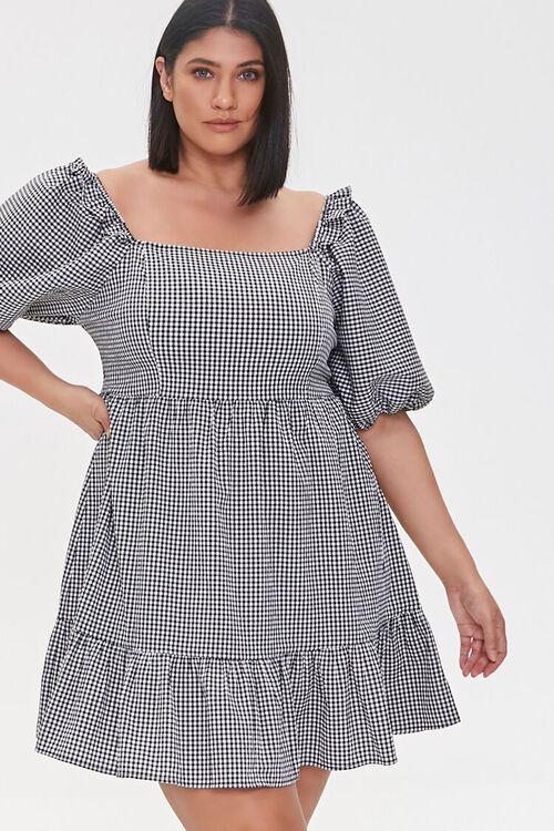 Plus Size Gingham Balloon-Sleeve Dress | Forever 21 (US)