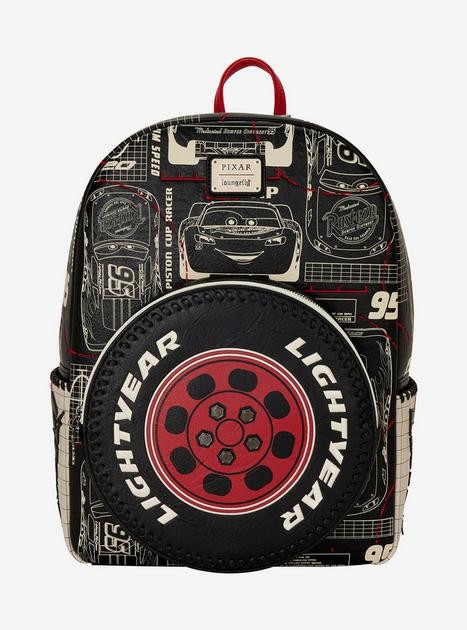 Loungefly Disney Pixar Cars Lightning McQueen Tonal Allover Print Full-Size Backpack | BoxLunch