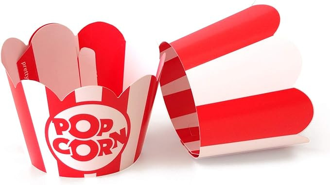 Popcorn Cupcake Wrappers - Red and White Striped - Cute Circus Party Supplies and Carnival Decora... | Amazon (US)