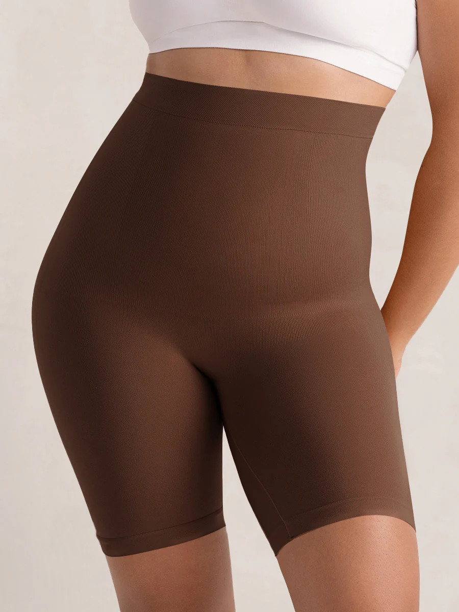 Shapermint Essentials All Day Every Day High-Waisted Shaper Shorts Shapewear Chocolate M / L | Shapermint