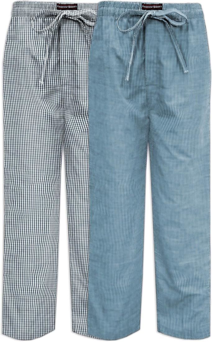 Andrew Scott Men's 2 Pack Super Soft Woven Pajama & Sleep Long Lounge PJ Pants | Amazon (US)