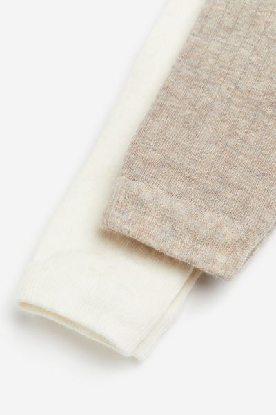 2-pack Ribbed Footless Tights - Cream/beige melange - Kids | H&M US | H&M (US + CA)