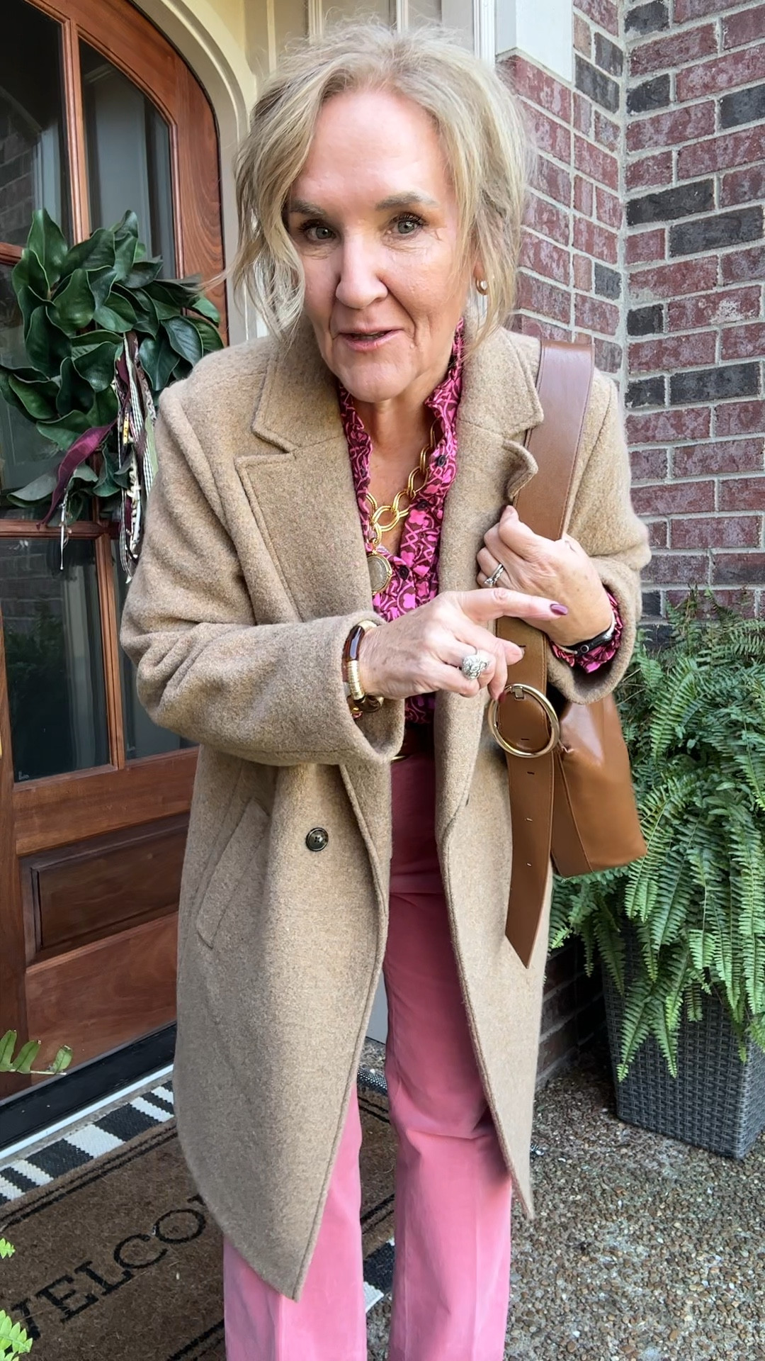 The Daphne wool cost by JCREW has been a favorite the last several years for me. Wearing a 12 reg. 

Knit blouse size 10
Pink corduroy size 6 def size down or if you get a petite get reg size 

Allie+bess 20% off code NANETTE20 on my bracelet stack. 

Linking similar Anthropologie bags. They make the best vegan leather bags. 

Fall outfit winter coat JCREW coat pink blouse Boden blouse Talbots pants 

#LTKOver40 #LTKHoliday #LTKMidsize