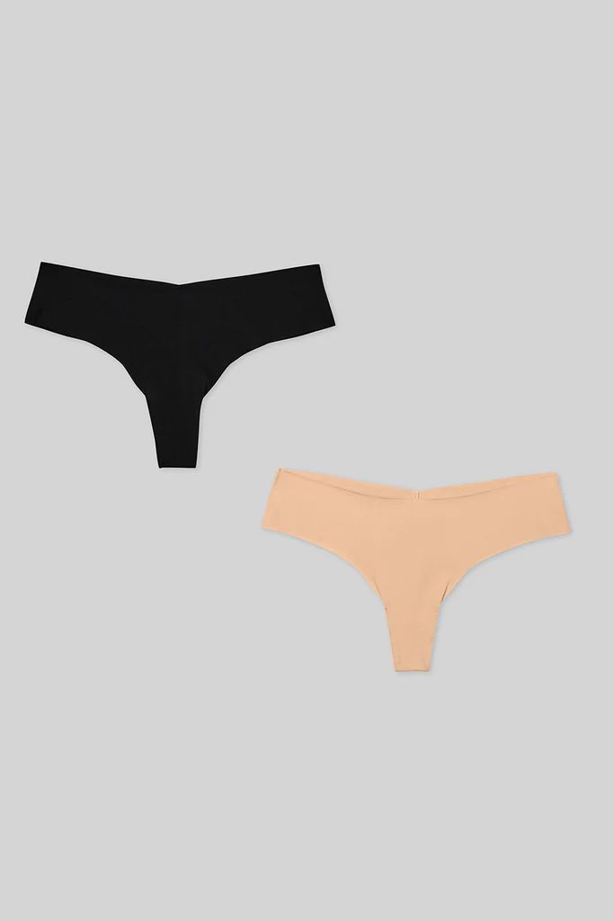 Airbrush Invisible Thong (2 Pack) - Black & Champagne | Alo Yoga