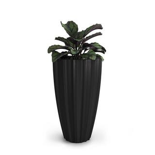 Mayne Sedona 28 in. Tall Self-Watering Black Polyethylene Planter 2832-B - The Home Depot | The Home Depot