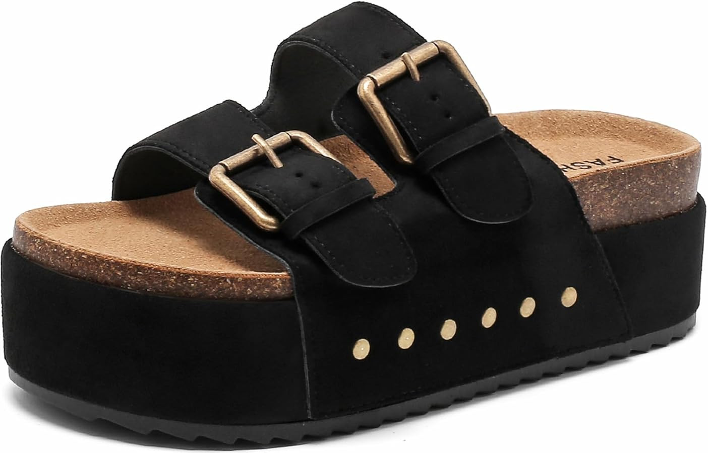 Women's Platform Clogs Sandals Cork Footbed with Comfort Double Buckles, Summer Platform Slides M... | Amazon (US)