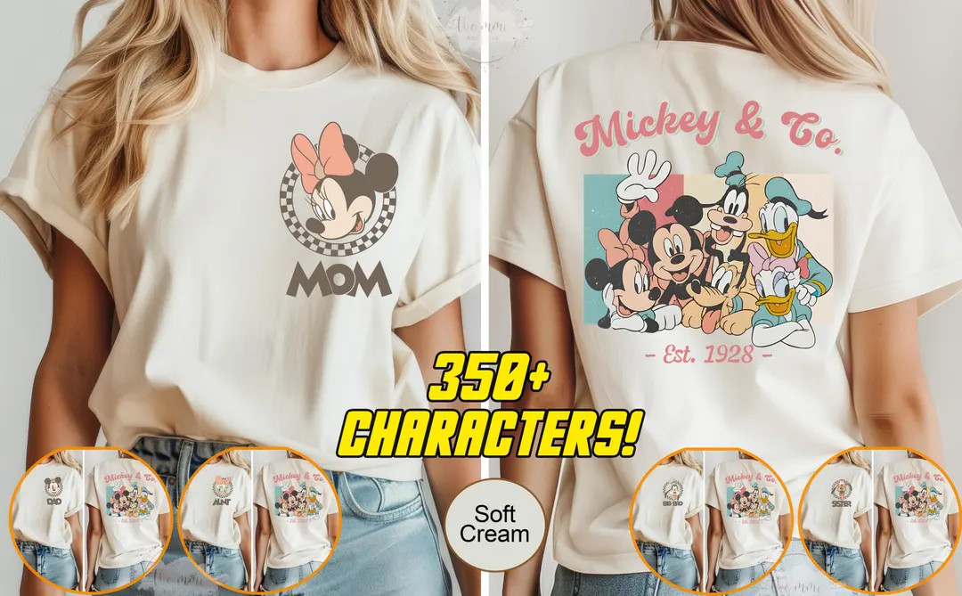 Retro Custom Mickey & Friends Shirt, Disney Vacation Shirt, Checkered Magic Kingdom Family Matchi... | Etsy (US)