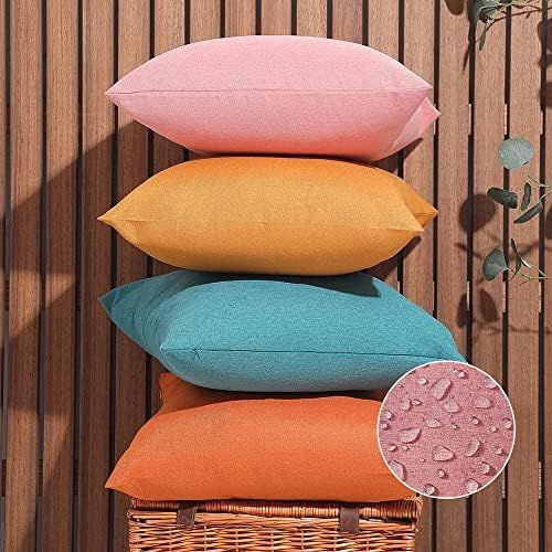 Outdoor Waterproof Pillow Covers18x18in Set of 4,Solid Color Pillows Decorative Square Patio Furnitu | Amazon (US)