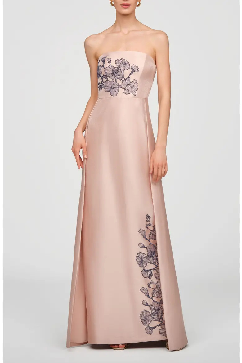Chandler Embroidered Floral Walk Thru Metallic Organza Gown (Women) | Nordstrom | Nordstrom