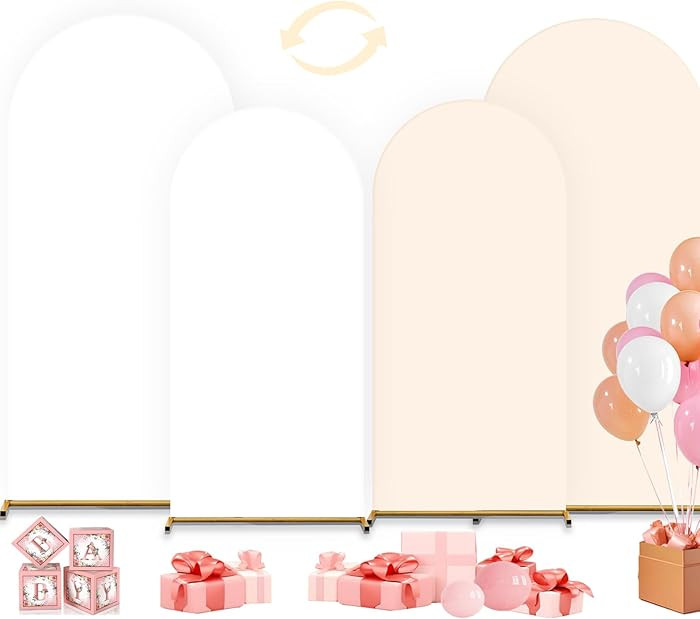 Arch Backdrop Cover, Set of 2 Double Color Wedding Arch Cover (6+7.2FT),Wedding Arch Cover Spande... | Amazon (US)