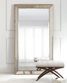 Aldina Golden-Beaded Floor Mirror | Horchow