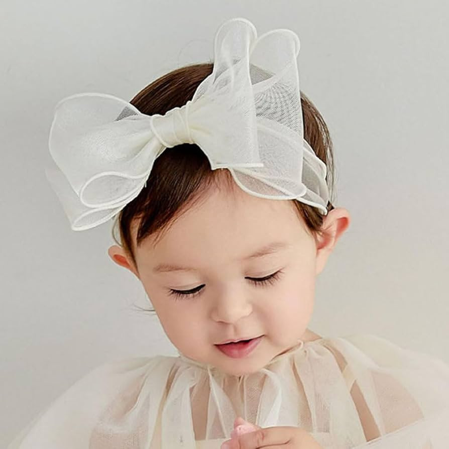 Lace Big Bow Baby Girls Headband Floral Hair Band Toddlers Newborn Infants Christening Baptism Pa... | Amazon (US)