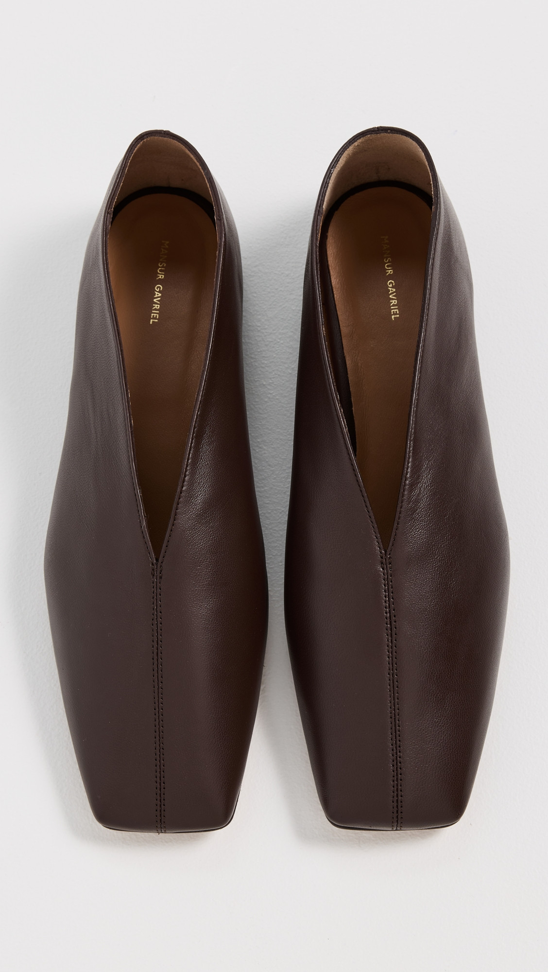 Mansur Gavriel Square Soft V Flats Chocolate 35 | Shopbop