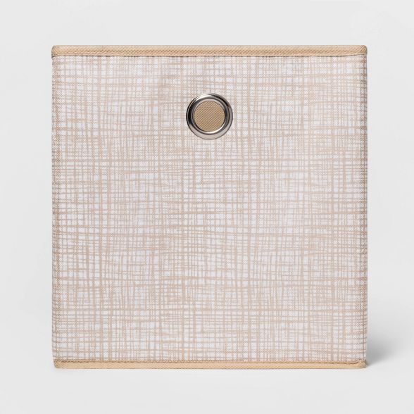 11" Fabric Cube Storage Bin Cross Hatched Tan - Room Essentials™ | Target