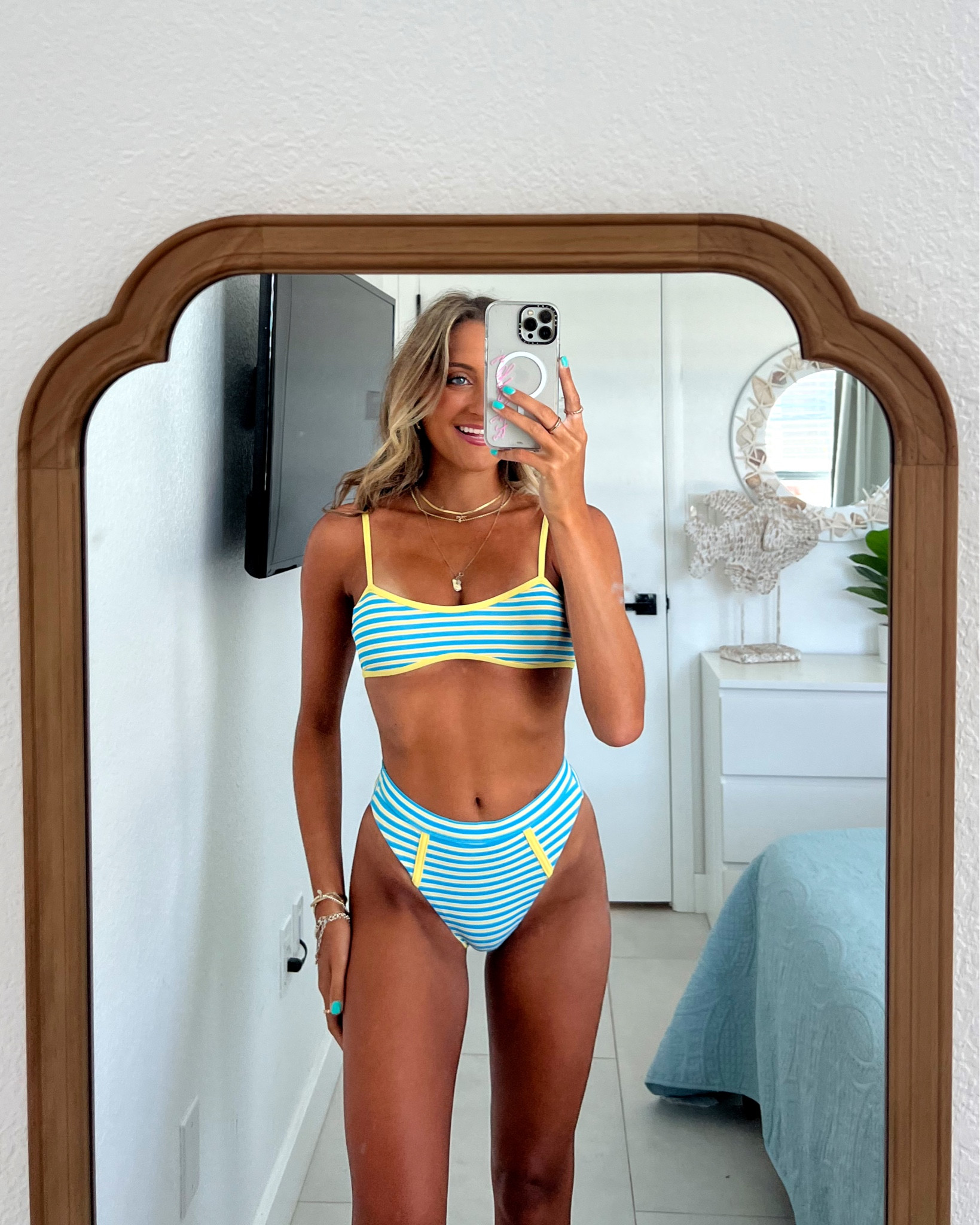 sustainable bikini try on haul with Dippin Daisys! code MCK15 for 15% off your purchase. wearing size XS in swimsuit top and bottoms 💛