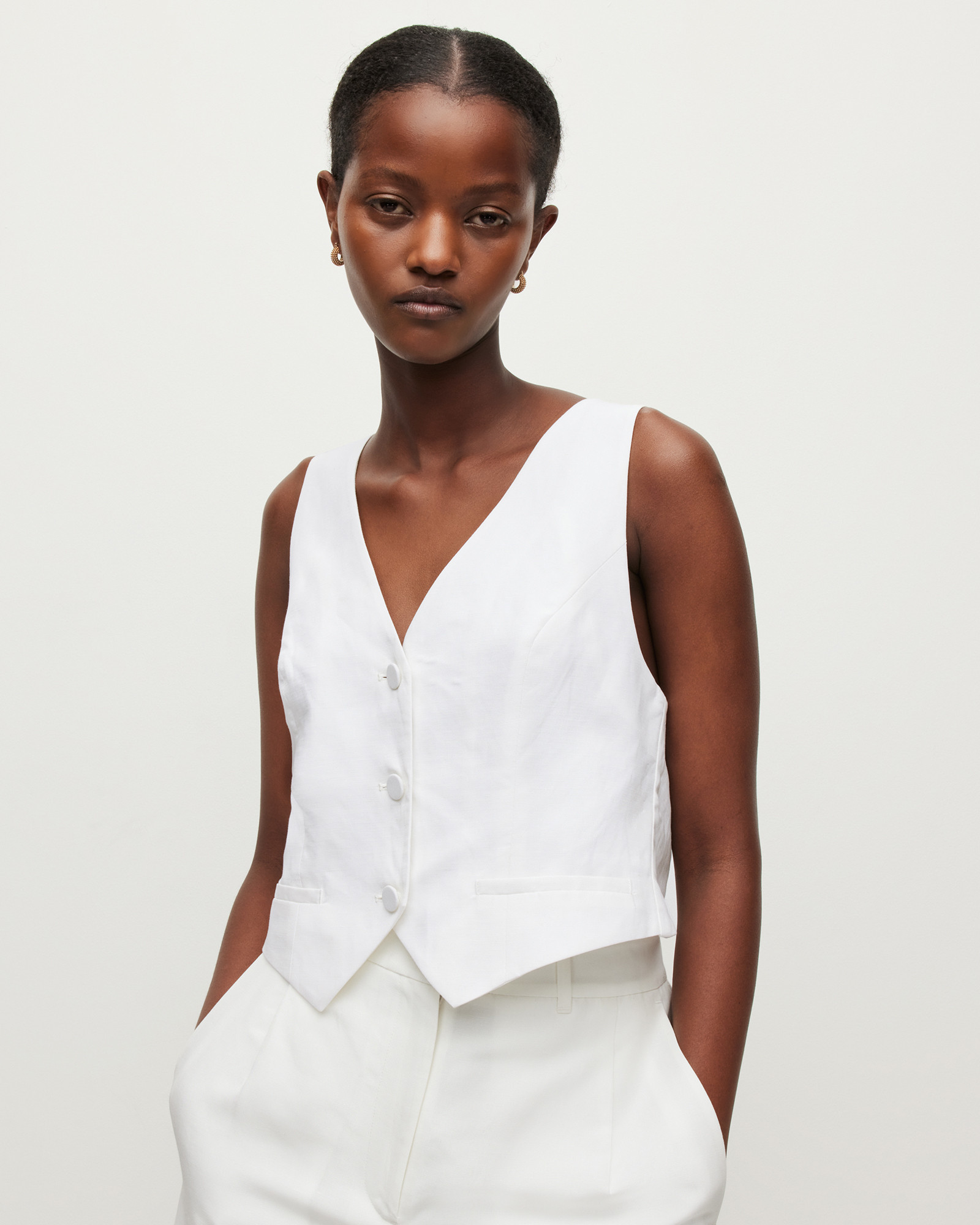 Petra Linen Blend Waistcoat | AllSaints DE