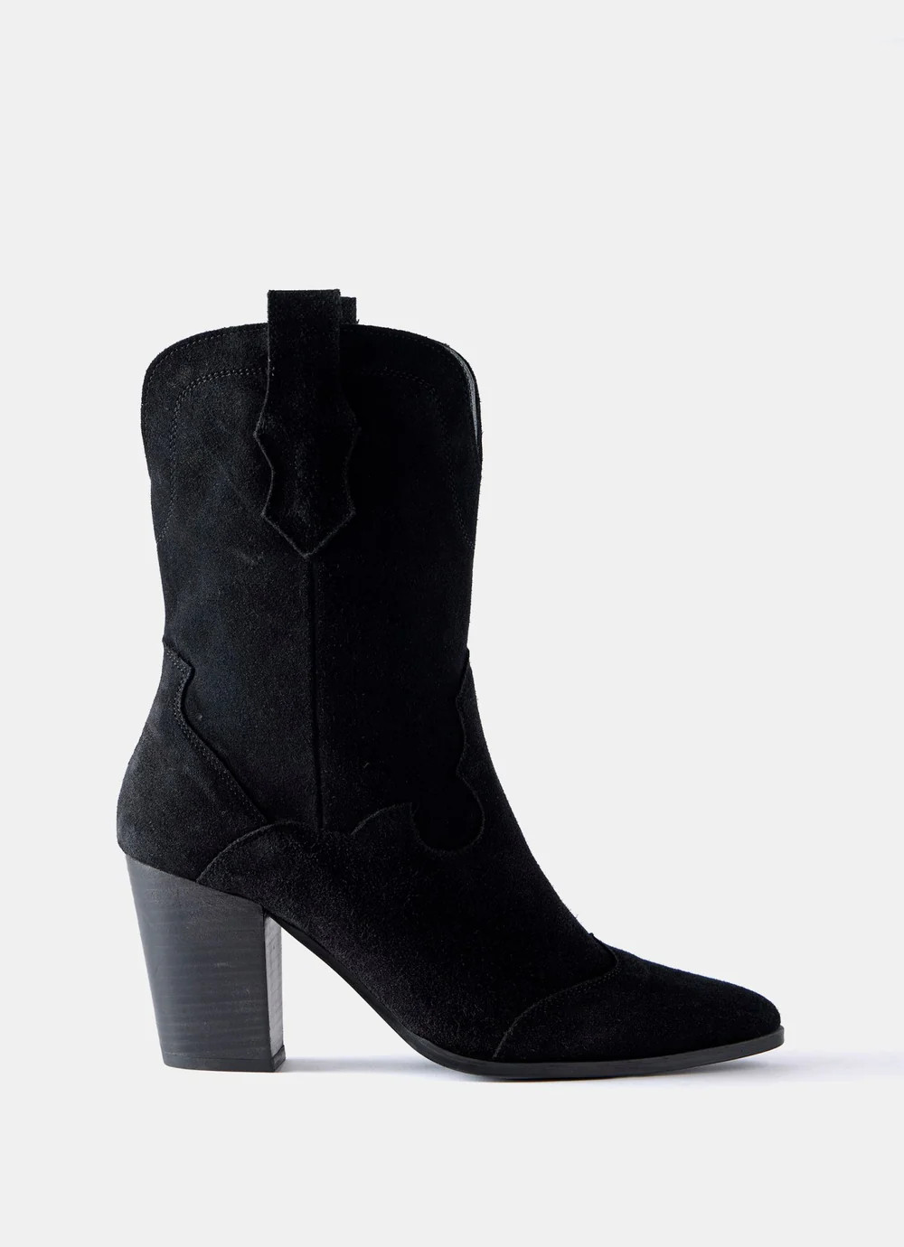 Dol Black Suede Cowboy Ankle Boots | Mint Velvet
