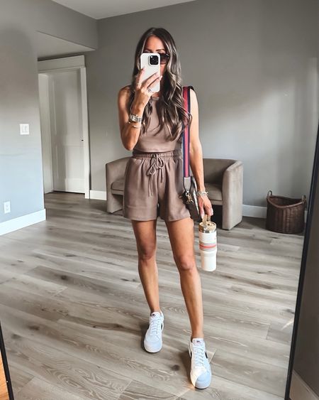The cutest 2 piece casual summer outfit idea from Amazon 
Loungewear casual outfit shorts set sz small
Sneakers tts
Gucci crossbody 
Stanley mug linking similar.. I love this style and have in solids as well 
#liveloveblank #casualoutfit #amazonfinds #amazonfashion
Vacation style 


#LTKtravel #LTKover40 #LTKstyletip