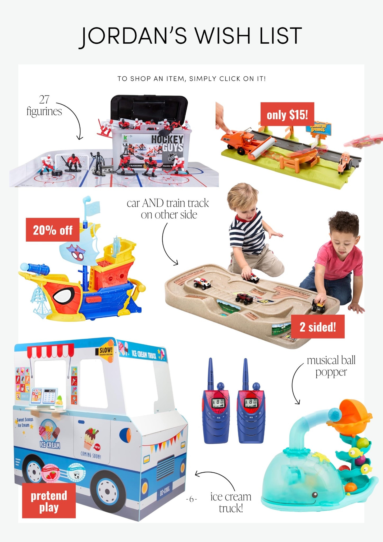 Jordan’s Christmas list is full of fun, creative gifts that any kid would love! 

ComeStayAwhile | Amanda Vernaci 

JordansWishList | KidsGiftGuide | HolidayFavorites | ComeStayAwhile | AmandaVernaci | 2 year old gifts | LTK gift guide | LTK holiday  

#LTKGiftGuide #LTKHoliday #LTKKids