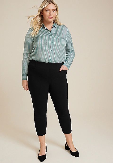 Plus Size Bengaline High Rise Skinny Cropped Dress Pant | Maurices