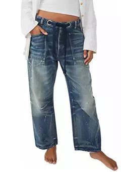 Free People We The Free Moxie Low Slung Pull On Barrel Jeans | Belk