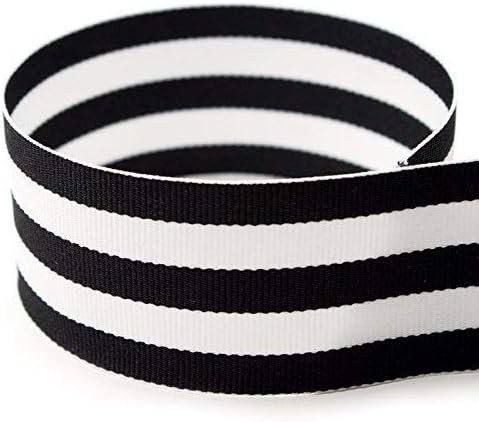 USA | American Made 1-1/2" Black & White Taffy Striped Grosgrain Ribbon - 10 Yards | Amazon (US)