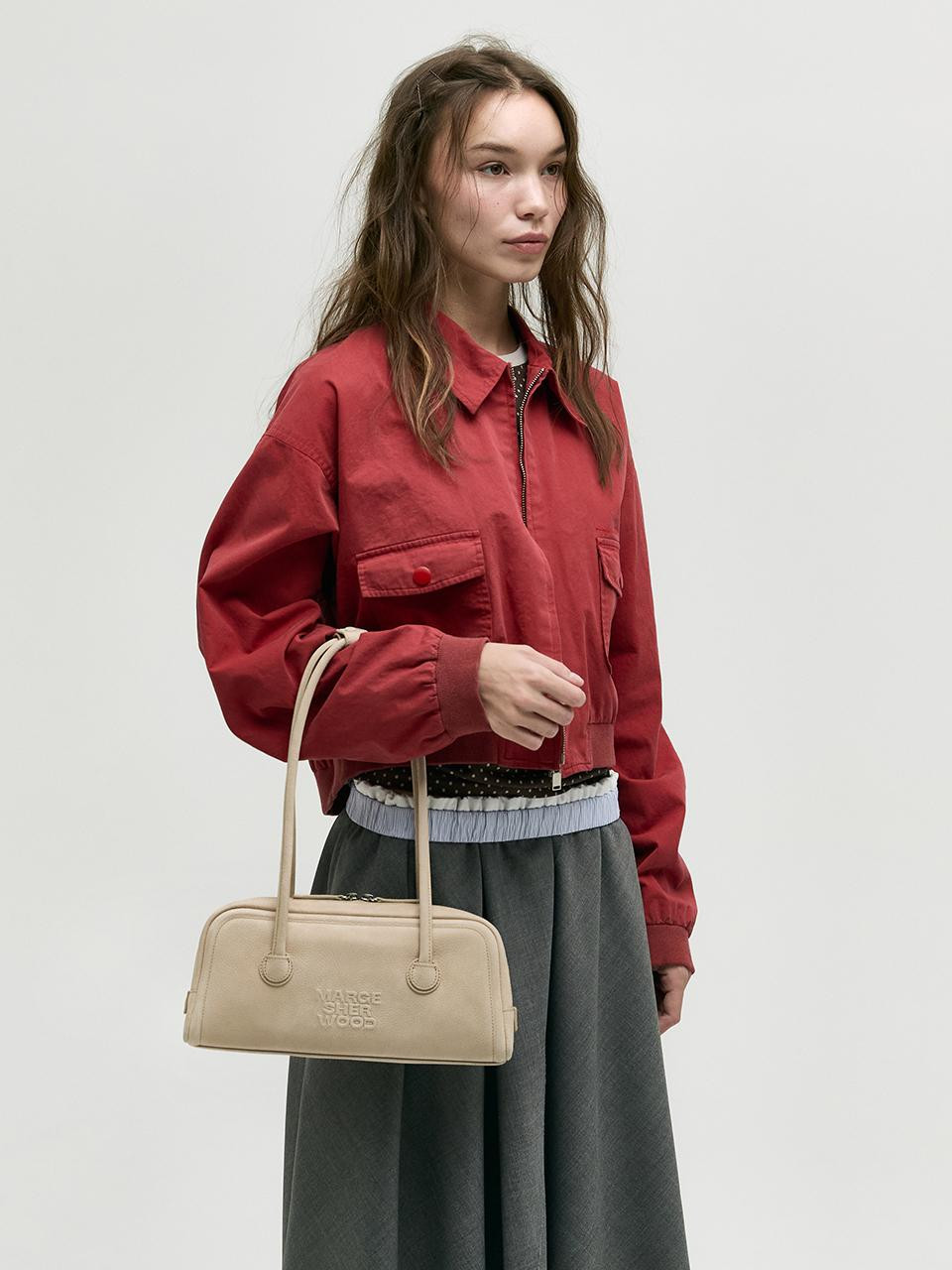 SOFT BAGUETTE NUBUCK SHOULDER BAG [NUDE] | W Concept (US)