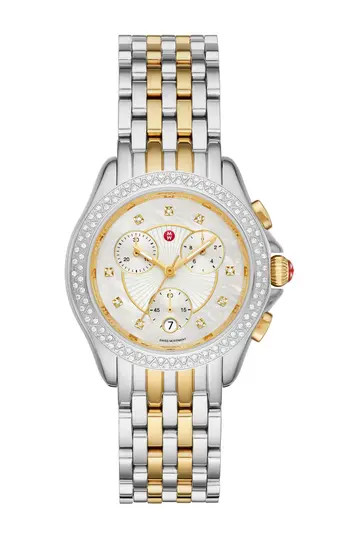 MicheleWomen's Belmore Chronoraph Diamond Embellished Bracelet Watch, 37mm - 0.34 ctw | Nordstrom Rack