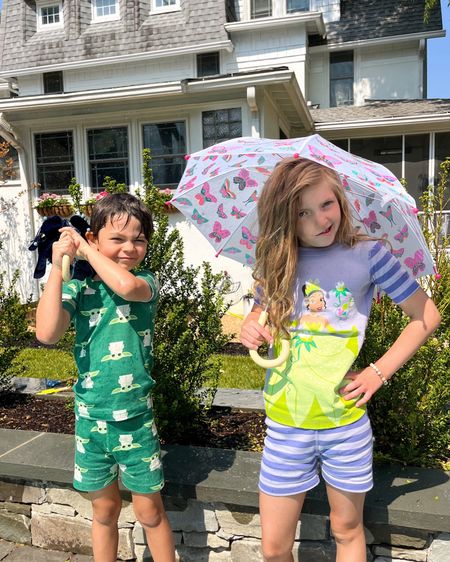 Running through the sprinklers with umbrellas 😂 #weekendvibes We recently got sod put in our yard & it made such a big difference! It’s the little things… like looking at green grass instead of straw & mud 🙌🏻 Linking some of our favorite character pajamas here, too, because they’re on sale! 

#LTKsalealert #LTKkids