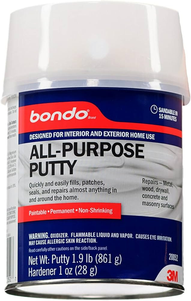 3M Bondo All-Purpose Putty, Designed for Interior and Exterior Home Use, Paintable, Permanent, No... | Amazon (US)