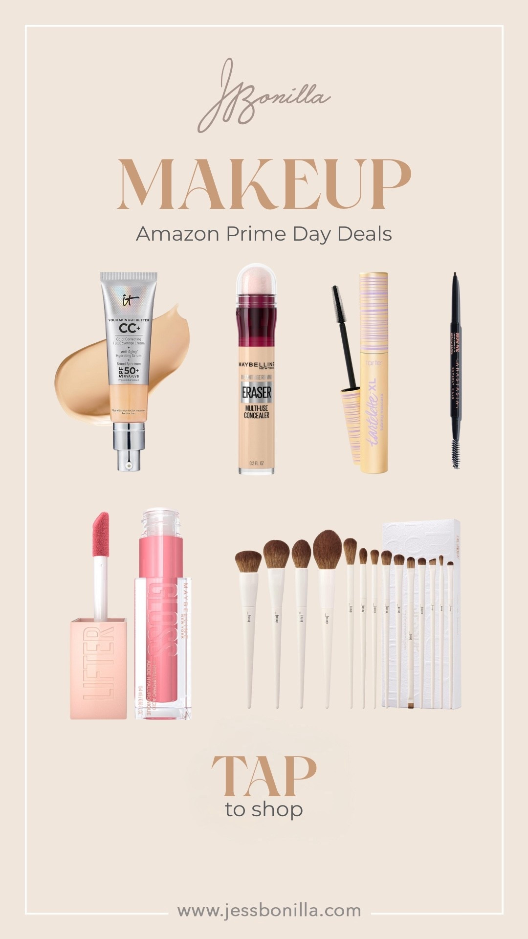 💄 Amazon Prime Day Makeup Steals 💄
If you know me, you know I don’t gatekeep. These makeup picks are my secret to radiant, long-lasting glam—perfect for bridal days or everyday glow.

✔️ Skin-like CC cream with SPF 50
✔️ Drugstore concealer I always repurchase
✔️ Lashes, brows, lips, and tools that never fail

Tap to shop all my faves in one place!

#MakeupFavorites #AmazonPrimeDay #LTKMakeup #BridalBeauty #DrugstoreDupe #JessBonillaBeauty #MakeupThatLasts


#LTKSeasonal #LTKSaleAlert #LTKBeauty