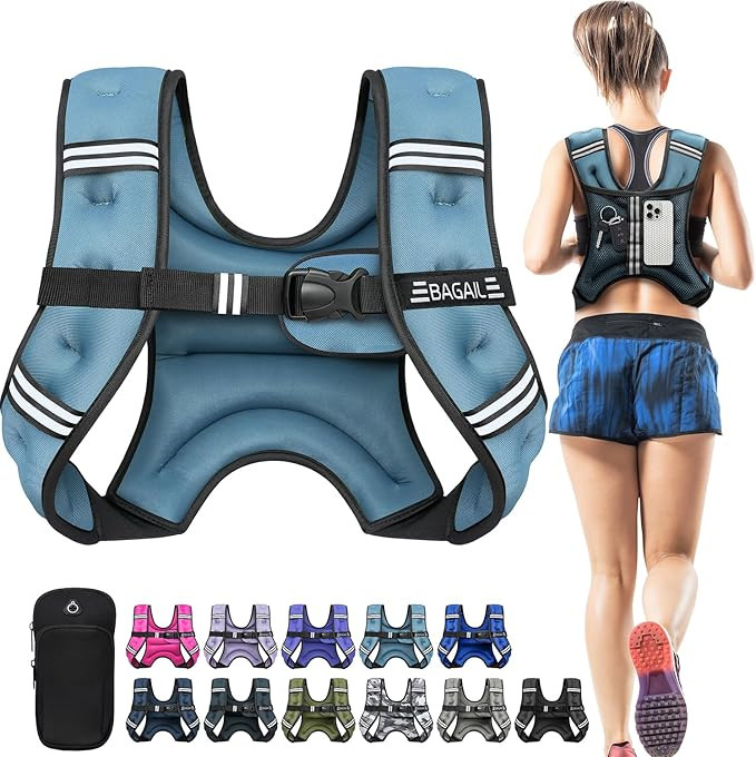 BAGAIL Weighted Vest, 5lb/8lb/10lb/12lb/15lb/20lb/25lb/30lb Weight Vest for Walking & Weight Loss... | Amazon (US)