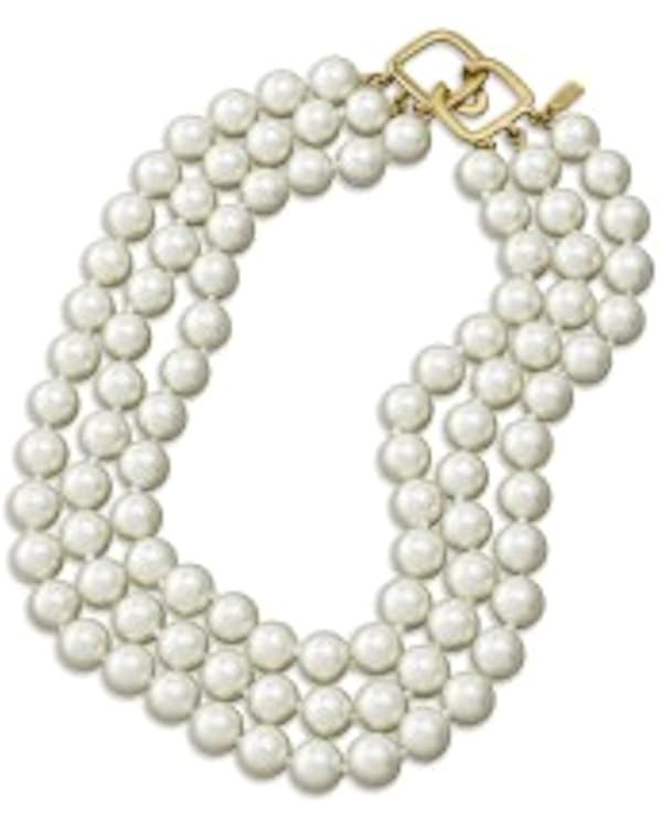 Kenneth Jay Lane -3 Row 12MM Pearl (AKA) Barbara Bush Necklace | Amazon (US)