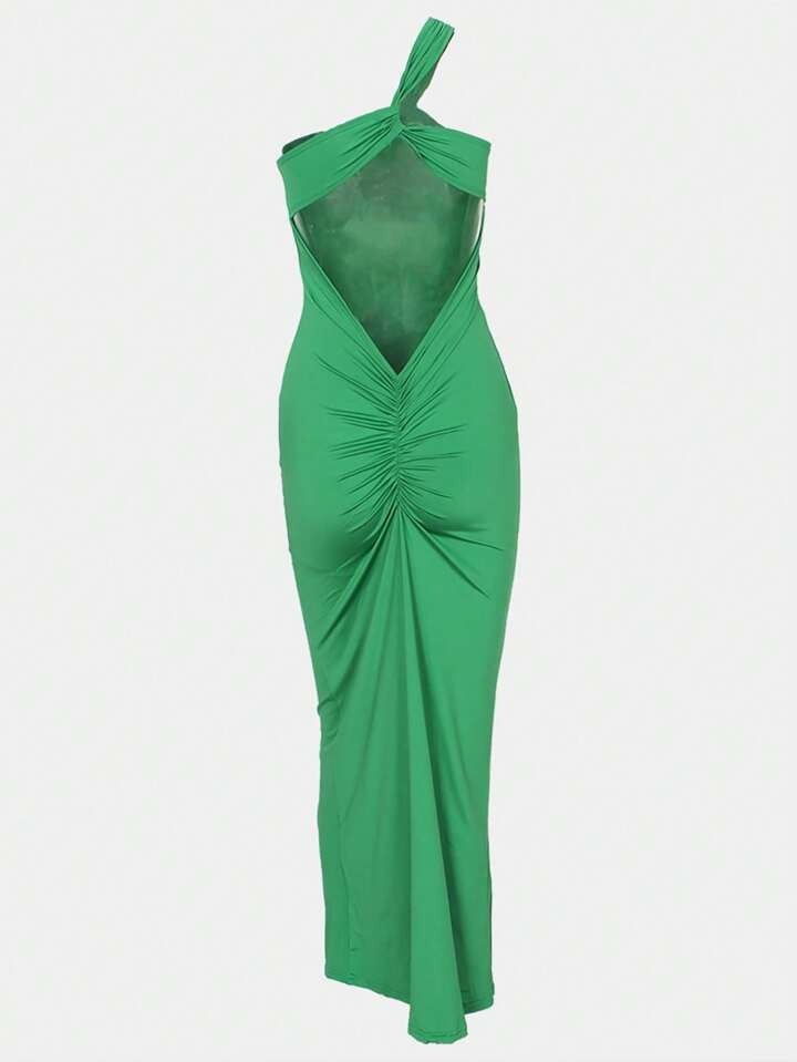 Solid One Shoulder Bodycon Dress | SHEIN