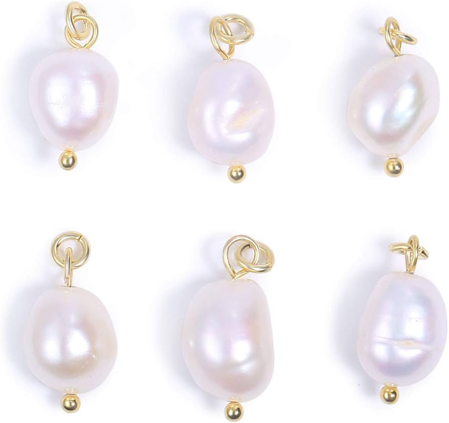 ALEXCRAFT Wholesale 6 PCS Freshwater Pearls for Jewelry Making Baroque Charms Small Freshwater Pe... | Amazon (US)