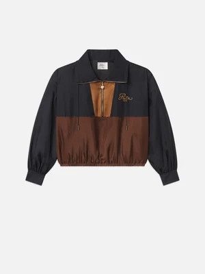 The Ritz Silk Half Zip Jacket -- Dark Navy Multi | Frame Denim