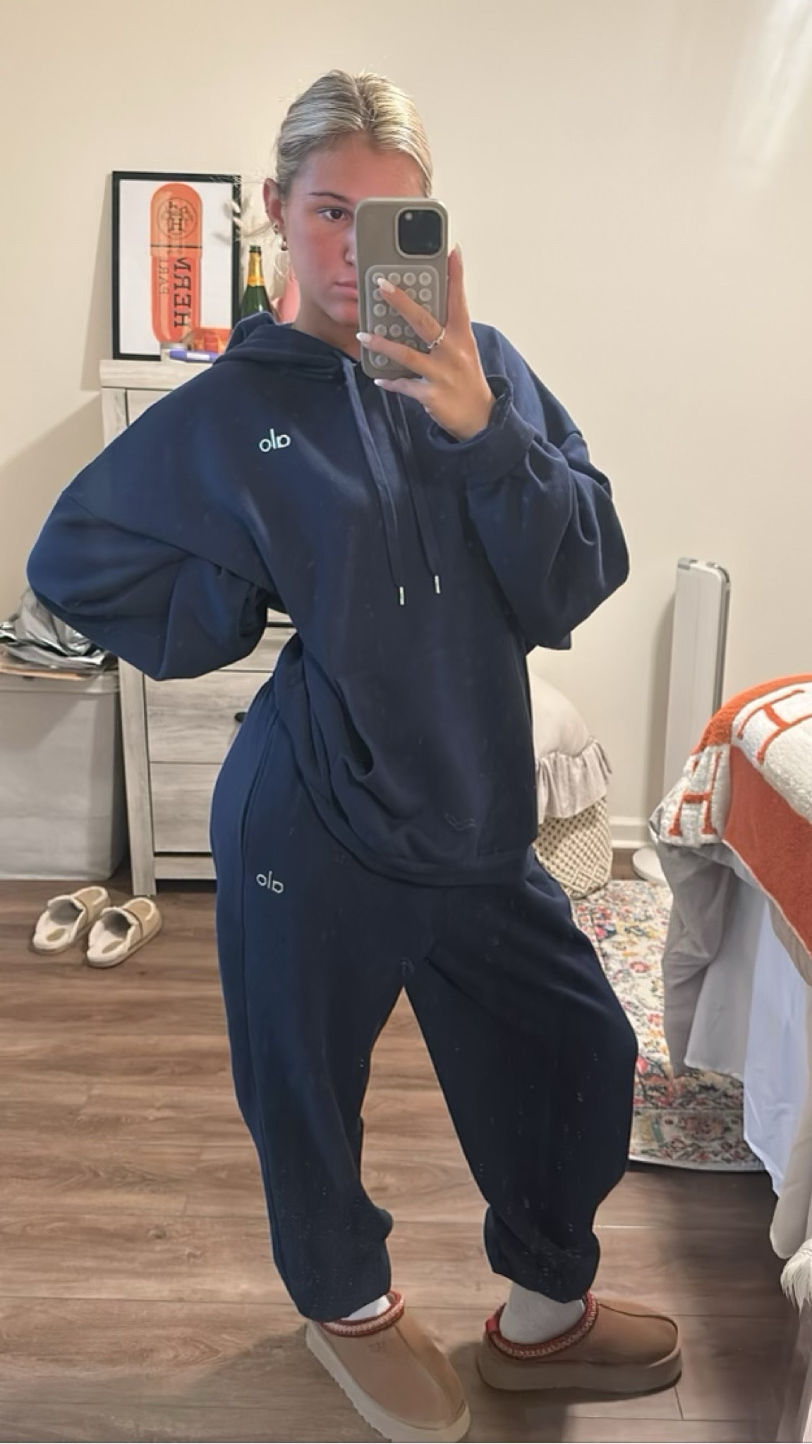 Perfect comfy navy blue sweat pants Medium hoodie XL🧢
I sized up for oversized look 

#LTKGiftGuide #LTKCyberWeek #LTKstyletip