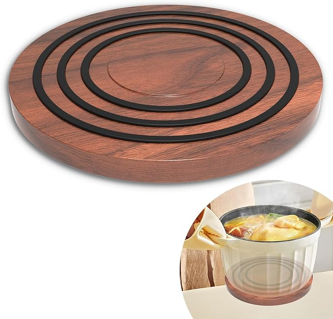 Magnetic Wooden Trivet for Le Creuset Dutch Oven,with Silicone Non-Slip Rings and Unique Natural ... | Amazon (US)