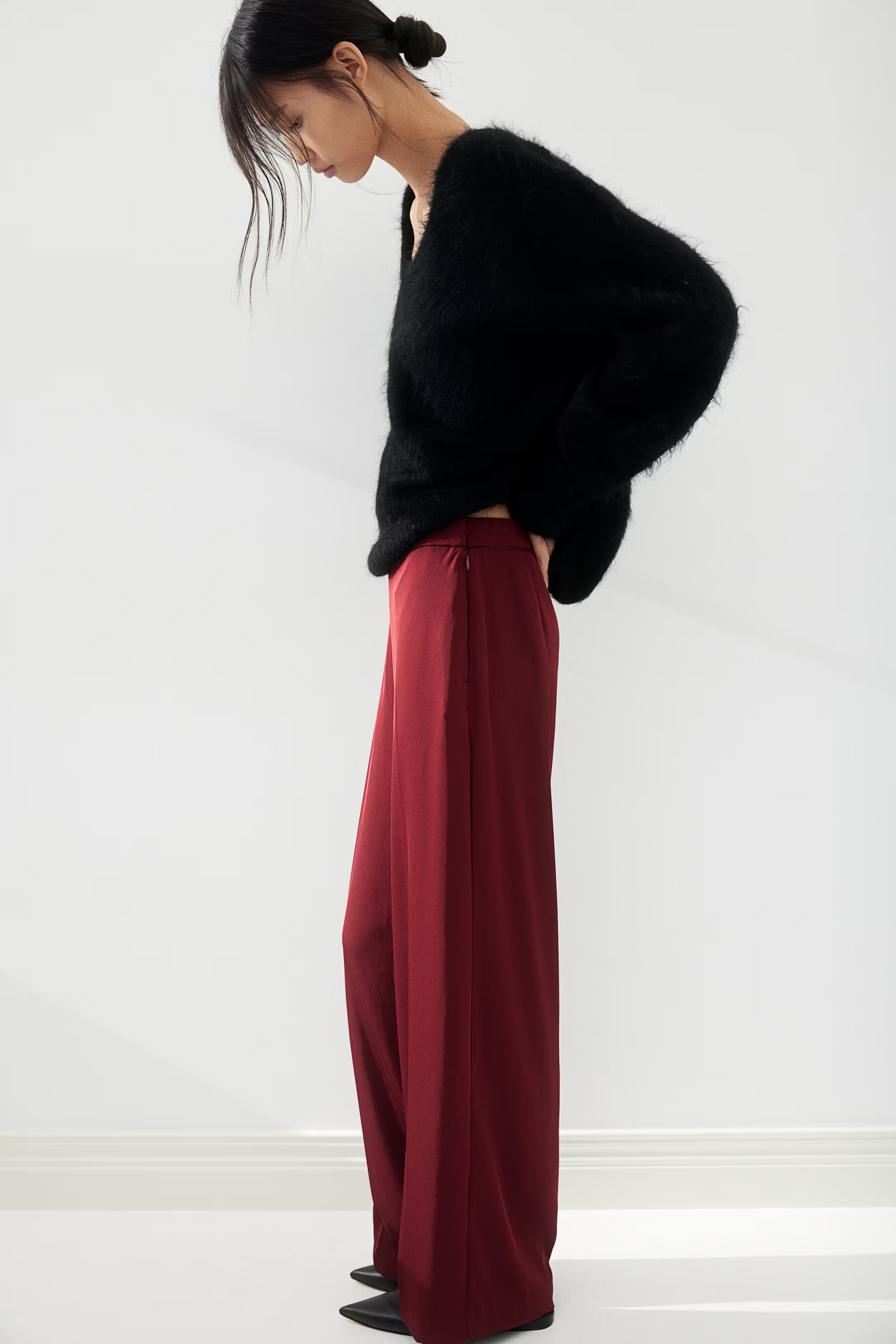 Wide-Leg Pants - Dark red - Ladies | H&M US | H&M (US + CA)