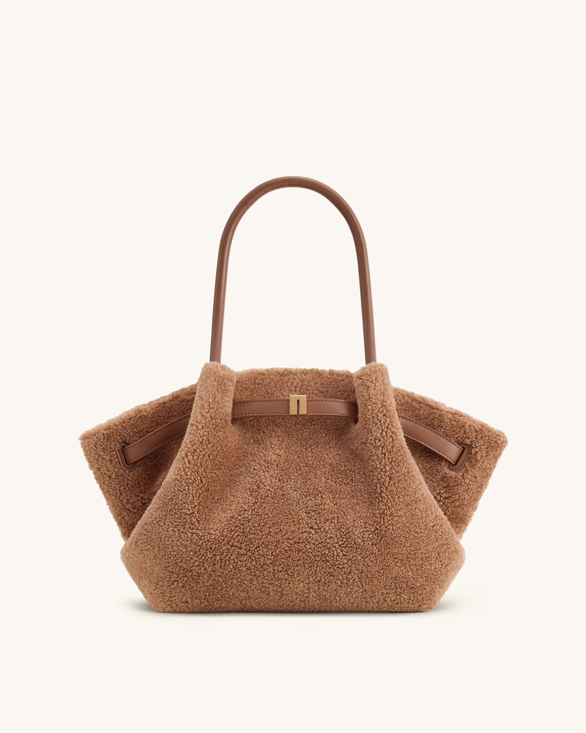 Hana Medium Faux Fur Tote Bag - Coffee Brown | JW PEI US