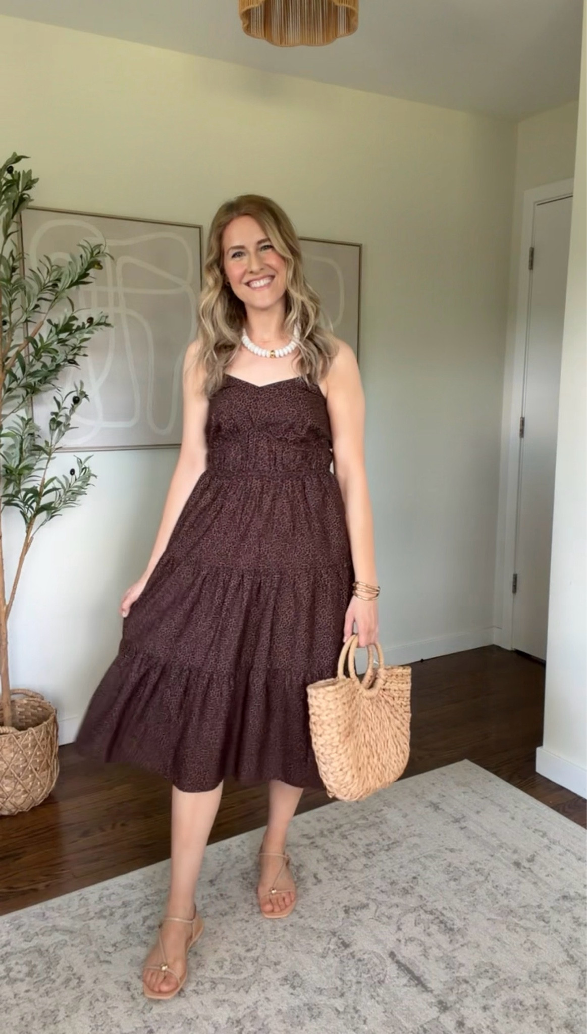 Walmart summer outfit with this spaghetti strap sundress, straps are adjustable, comfy elastic waist, pockets, cotton. Fits tts, I’m a small. #walmartfashion

#LTKOver40