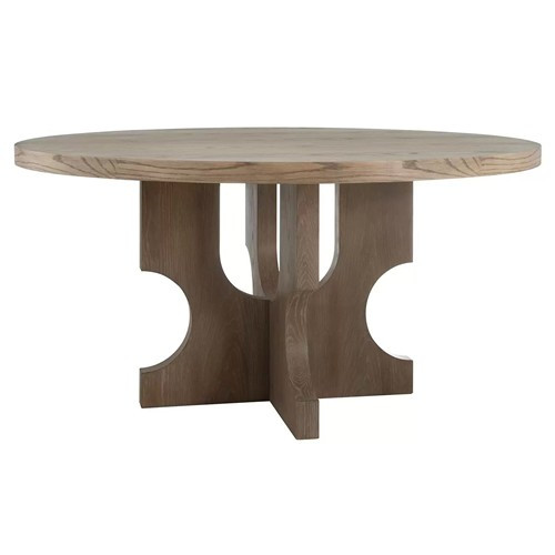 Sylvie Modern Classic Natural Brown Oak Round Dining Table - 60" | Kathy Kuo Home