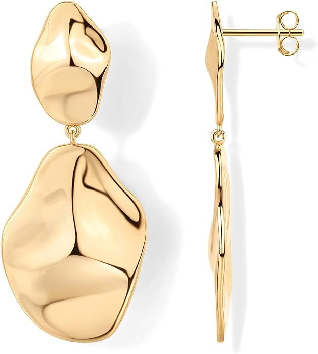 PAVOI 14K Gold Plated 925 Sterling Silver Posts Teardrop Statement Dangle Earrings | Lightweight ... | Amazon (US)