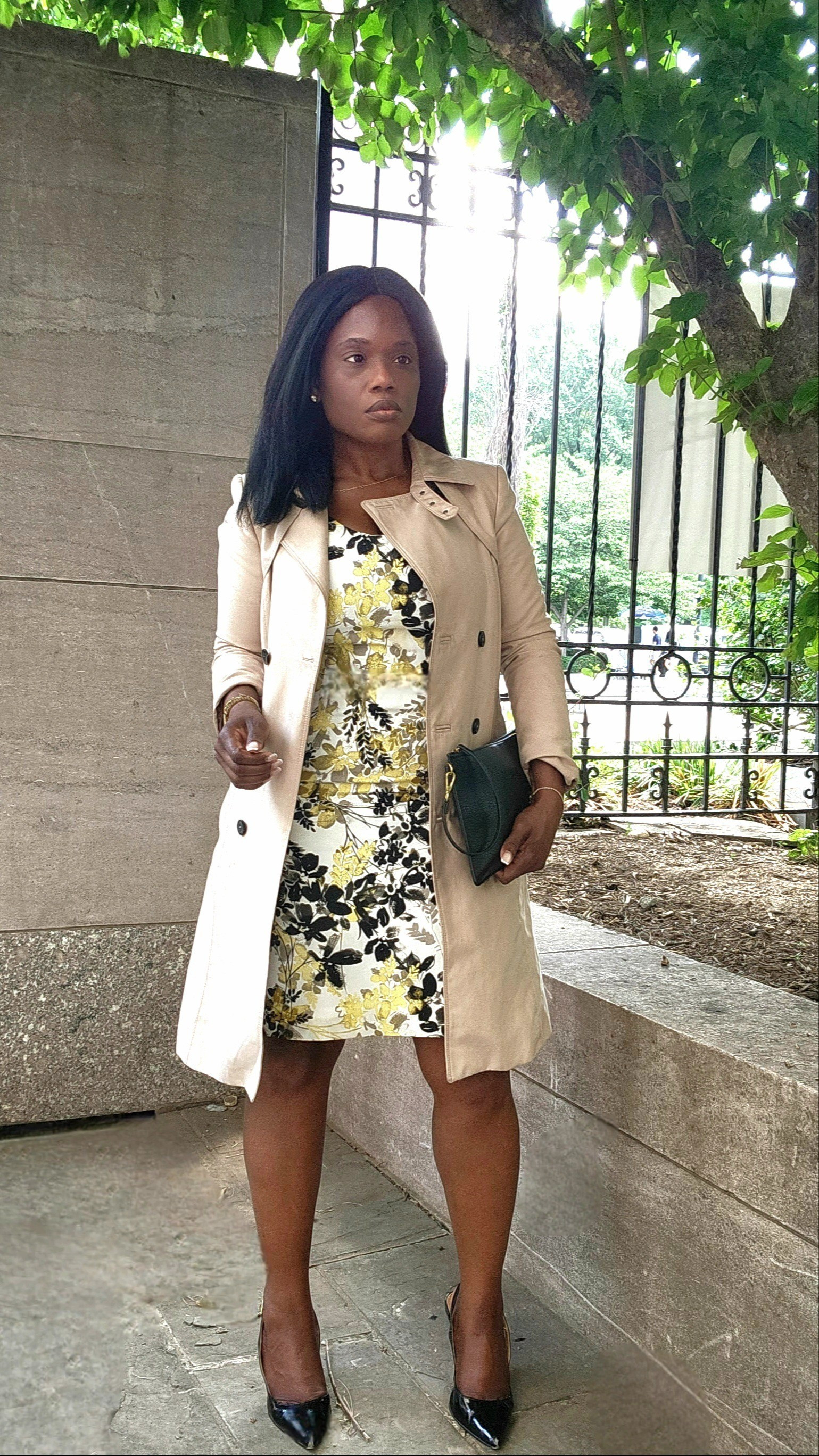 Spring outfit. Floral sheath dress, trench coat, large clutch pouch. All available during Macy's Friends & Family Sale 

#LTKSaleAlert #LTKootd #LTKWorkwear