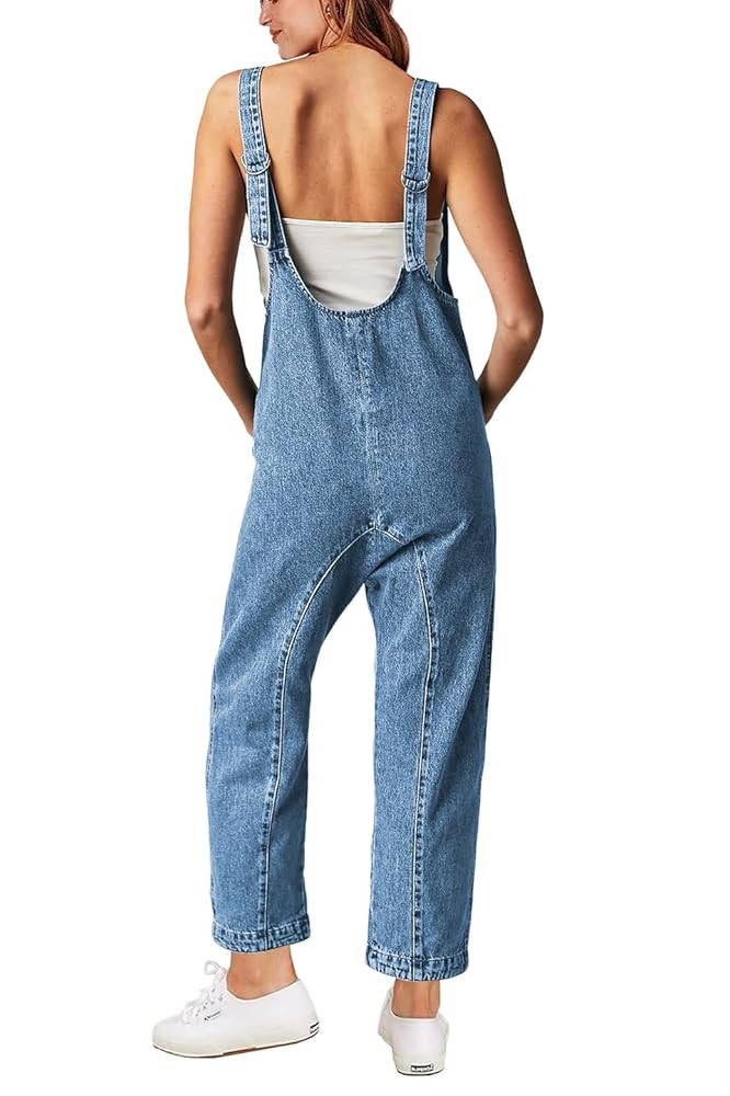 High Roller Denim Jumpsuits for Women Casual Sleeveless Loose Baggy Overalls Jeans Pants Jumpers ... | Amazon (US)