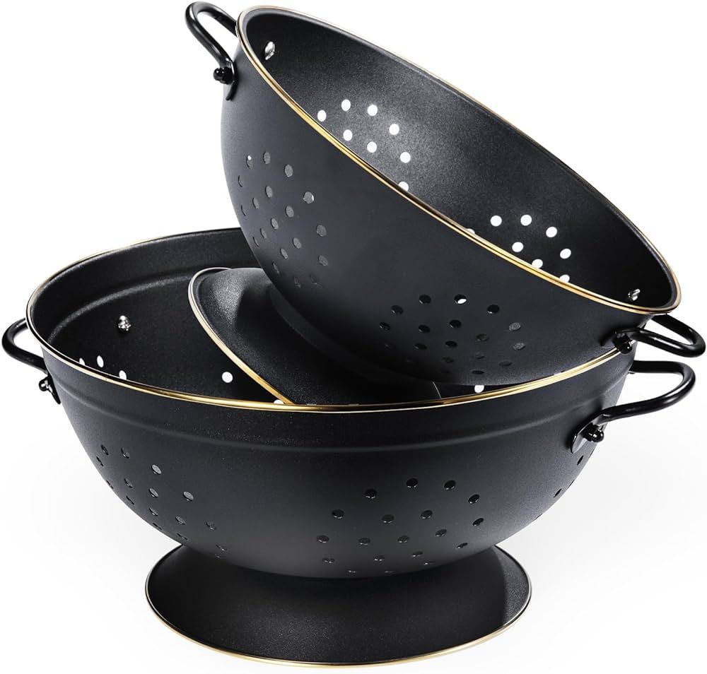 Metal Colander Set of 2, Strainer Basket with Handles perfect for Spaghetti, Pasta, Berry, Vegeta... | Amazon (US)
