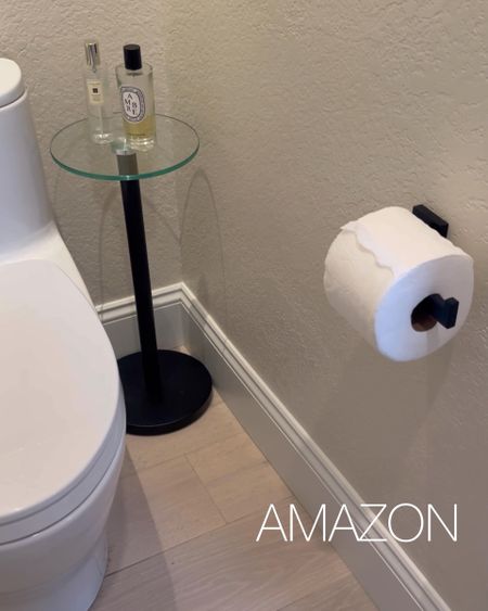 Modern Black bathroom accessories from Amazon. This table is the cutest and is awesome for a small space or as a side table next to an accent chair.  

#LTKfindsunder50 #LTKfindsunder100 #LTKhome