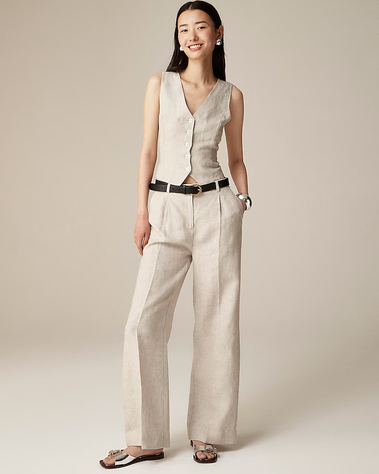 Wide-leg essential pant in linen | J. Crew US